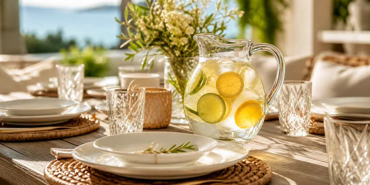 چیدمان میز غذاخوری با وسایل سبک و تابستانی